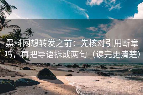 黑料网想转发之前：先核对引用断章吗，再把导语拆成两句（读完更清楚）