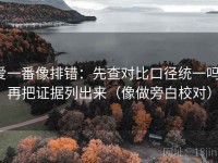 爱一番像排错：先查对比口径统一吗，再把证据列出来（像做旁白校对）