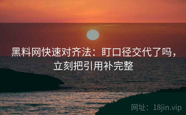 黑料网快速对齐法：盯口径交代了吗，立刻把引用补完整