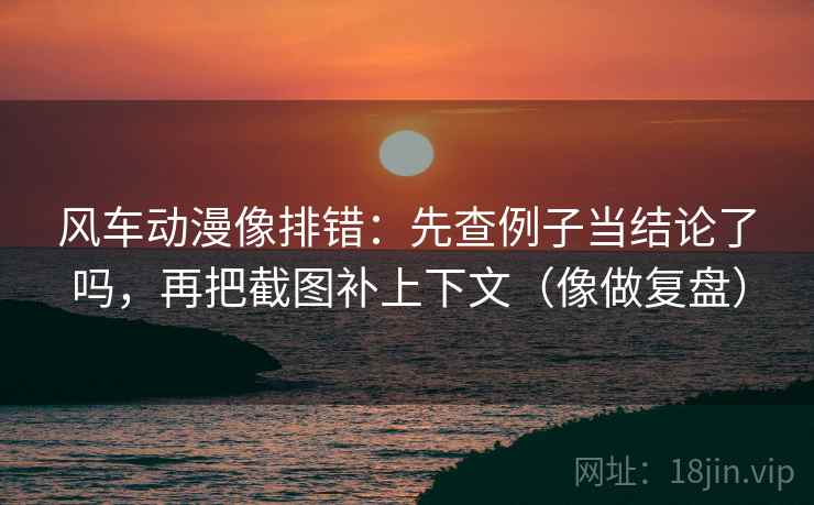 风车动漫像排错：先查例子当结论了吗，再把截图补上下文（像做复盘）